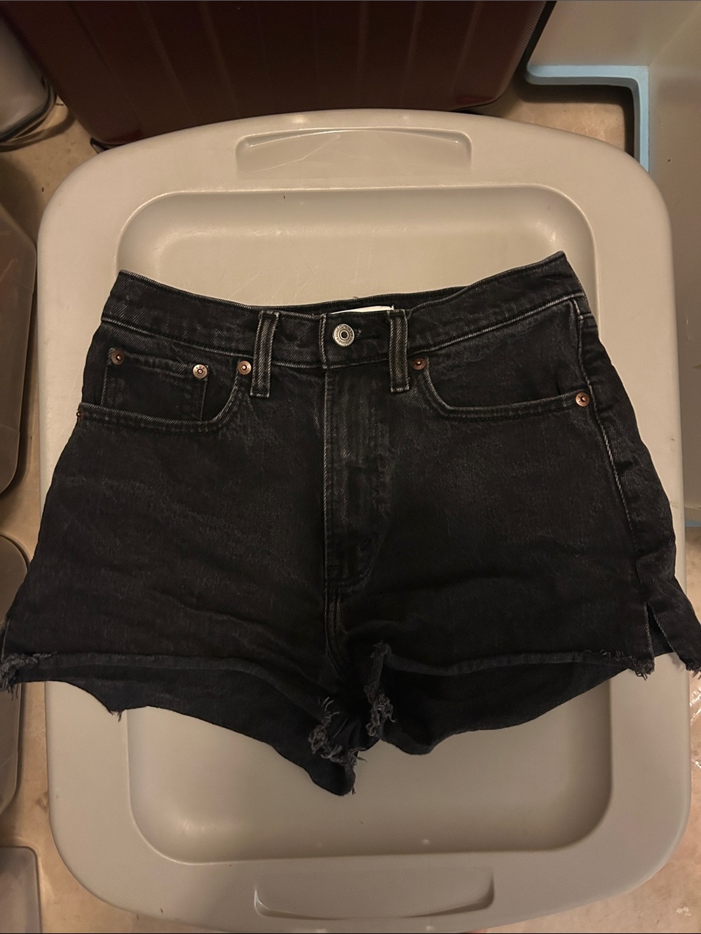 Abercrombie & Fitch Black High-Waist Denim Shorts